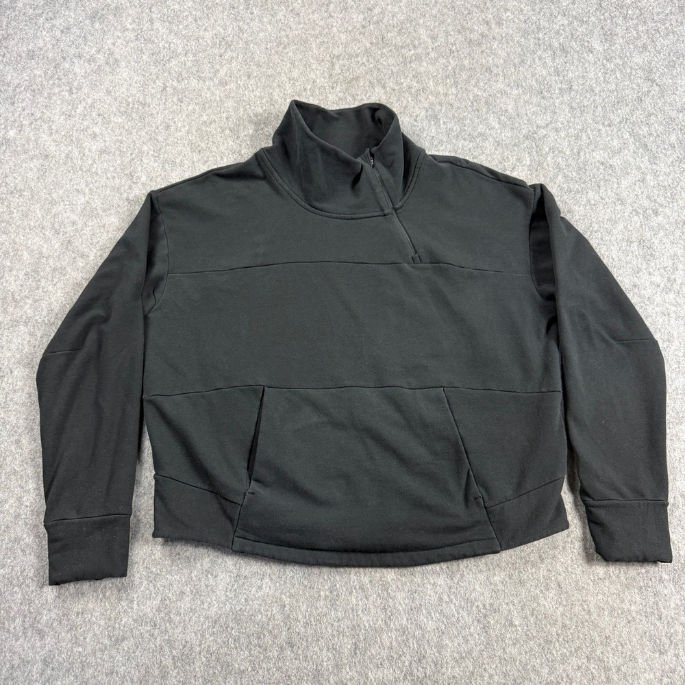 The North Face Womens XL Black Asymmetrical Quarter Zip Mock Neck Sweatshirt
